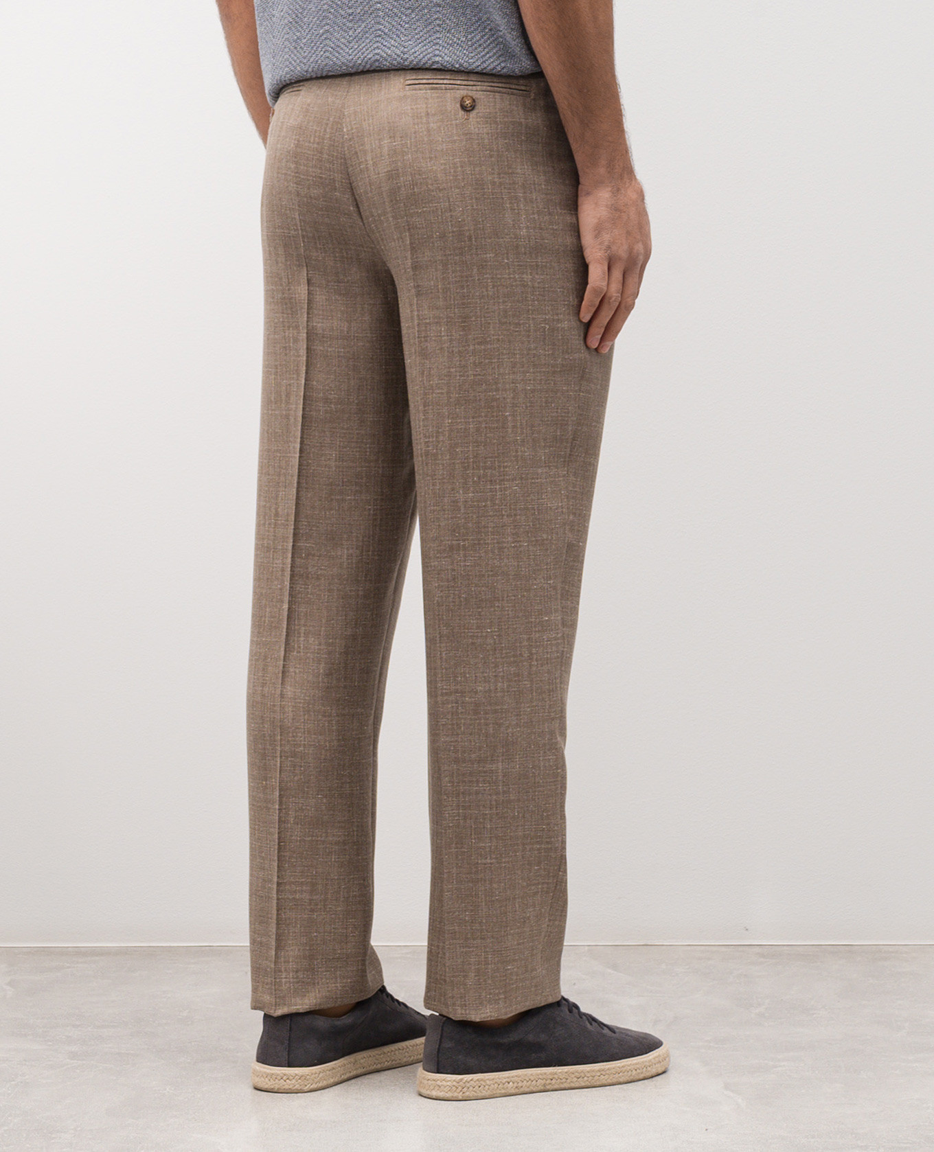 

Brown wool, silk and linen patterned trousers Brett Johnson