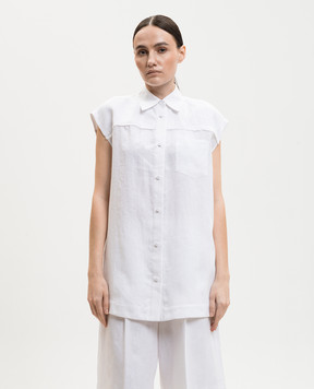 Agnona White linen sleeveless shirt TD1108YU3049