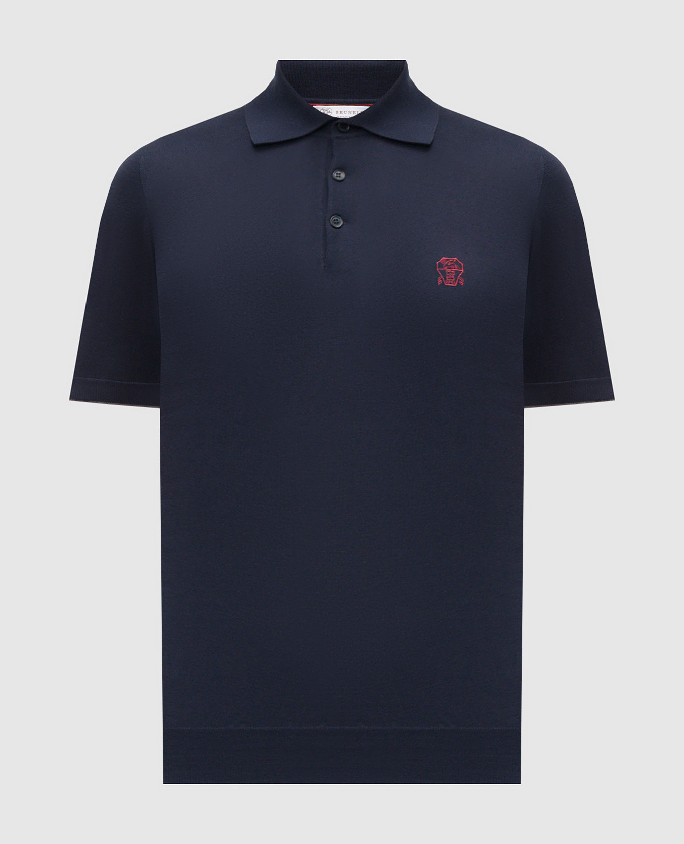 

Blue polo shirt with embroidered emblem Brunello Cucinelli