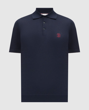 Brunello Cucinelli Blue polo shirt with embroidered emblem M29800195