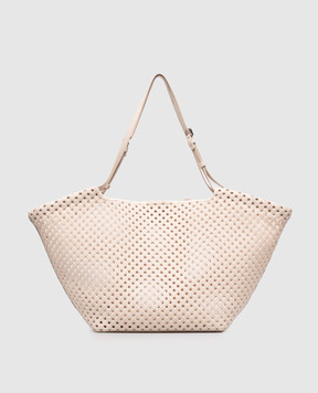 Brunello Cucinelli Sartorial ivory openwork tote bag MBRRD2794P