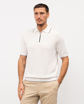 Stefano Ricci White patterned silk polo shirt K616452P31F26117