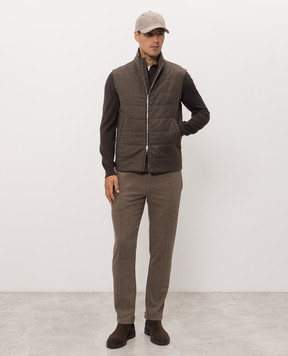 Bertolo Cashmere Brown wool and cashmere vest 000356002732