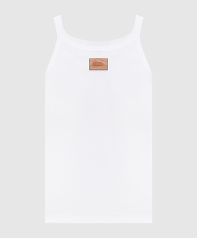 Wit geribbeld T-shirt met logopatch