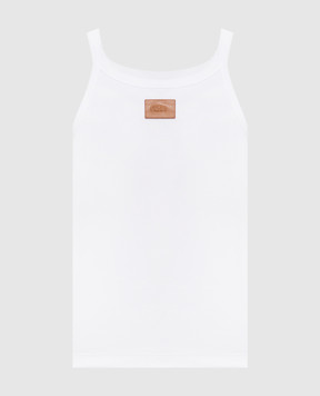Fendi White ribbed T-shirt with logo patch FS7966AW87