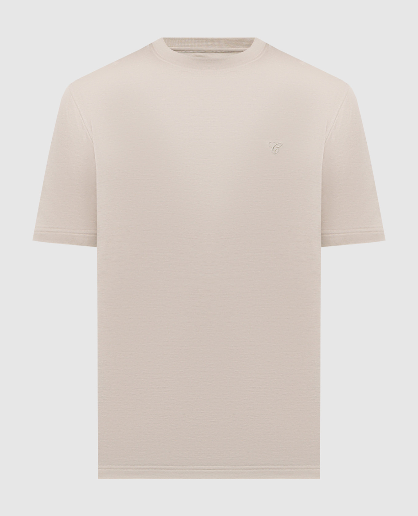 Beige T-shirt with monogram embroidery Castangia dal 1850