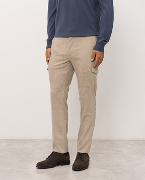 Stefano Ricci Beige wool and cashmere cargo pants M1T6300060WCEA1V