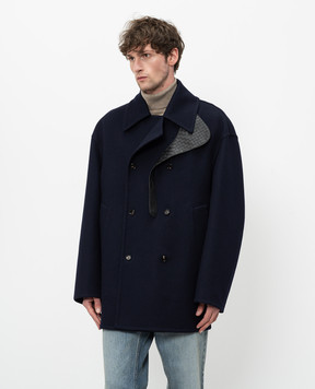 Bottega Veneta Blue double-breasted cashmere coat 866582V6E40