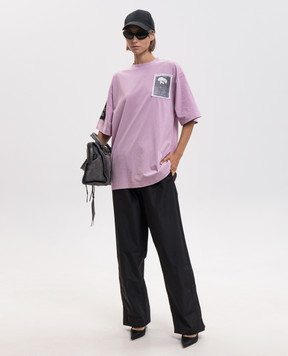 Balenciaga Pink T-shirt with branded patches A00497TUVP5