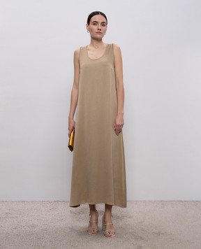 Peserico Beige midi dress with monil chain A0204701943