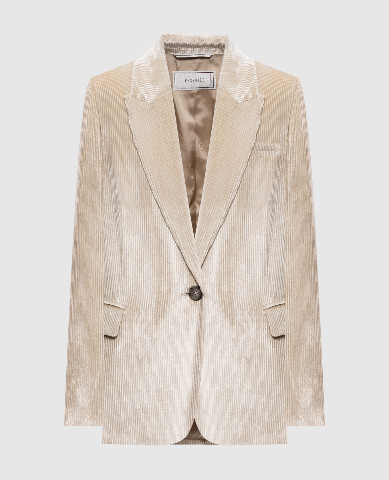 Beige corduroy jacket with monil chain