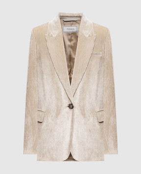 Peserico Beige corduroy jacket with monil chain A0170401597