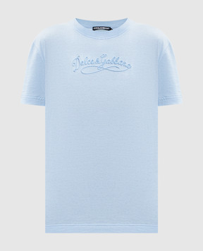 Dolce&Gabbana Blue T-shirt with embroidered logo F8V42ZGDDL1