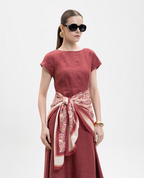 Max Mara Weekend Burgundy SARONG scarf with paisley print silk WKASARONG