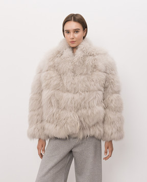 Simonetta Ravizza Gray Duck fur coat made of goat fur, straight cut F06JA416H30