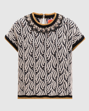 La DoubleJ Top with textured pattern and applique PUL0366KNI198VA470
