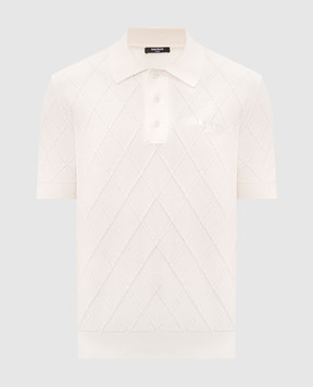 Balmain Ivory color coat with geometric pattern HH1GB045KK30