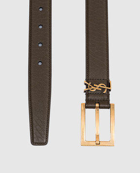 Saint Laurent Brown leather belt with monogram logo 789588AACYT