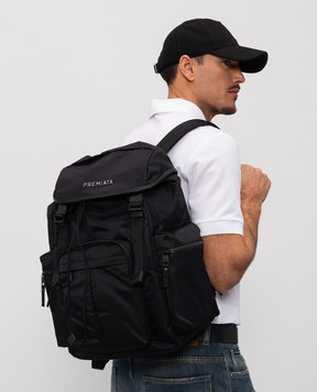 Premiata Black Booker backpack with textured logo BOOKER