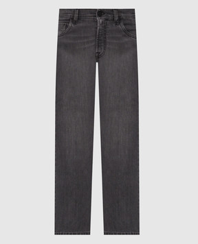 Scissor Scriptor Grey jeans with logo patch COSTANTINOT402767