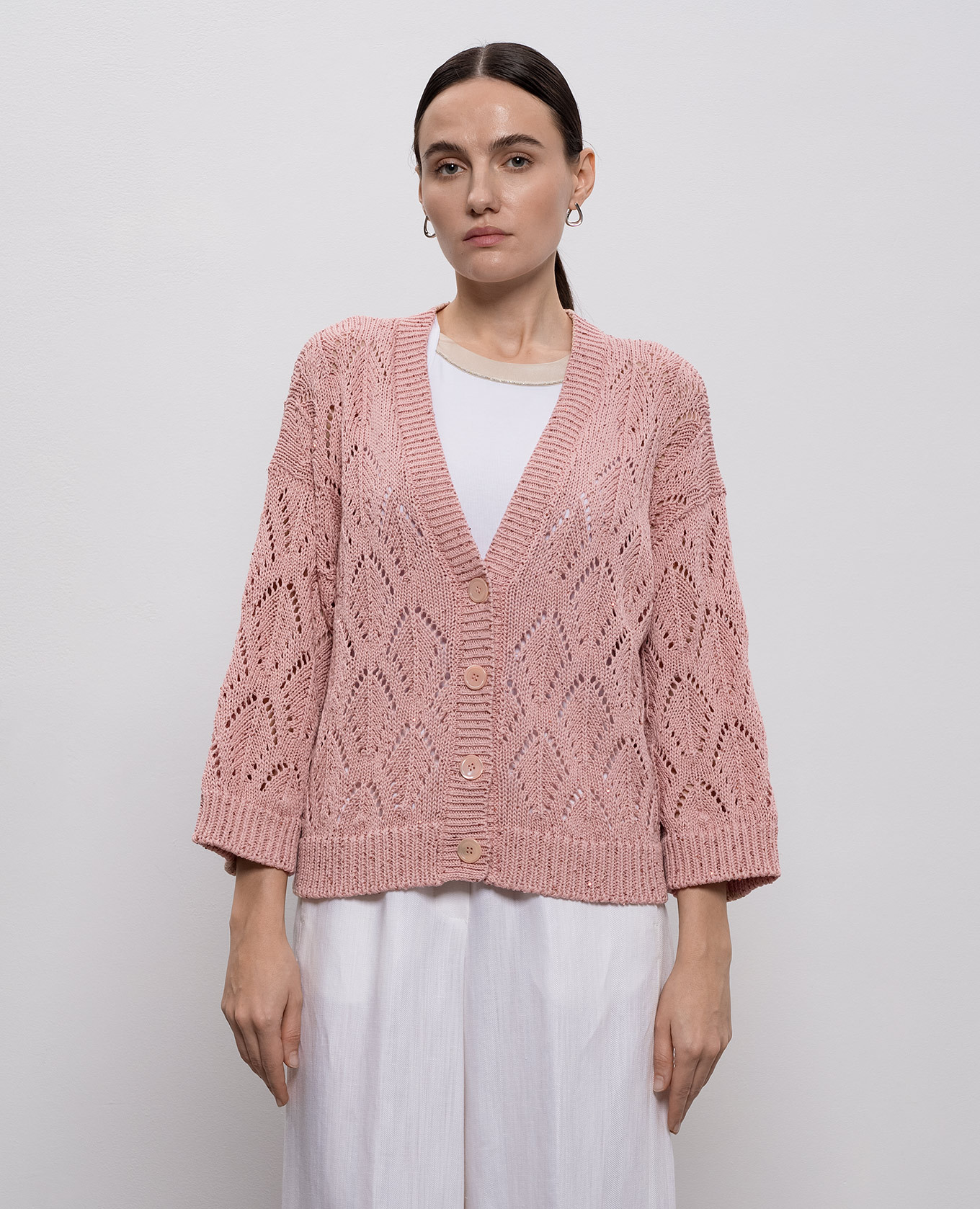 Pink openwork cardigan with sequins Peserico 3