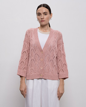 Peserico Pink openwork cardigan with sequins A99055F0309110