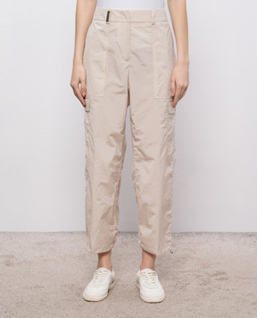 Peserico Beige cargo pants with brand patch PM404502769