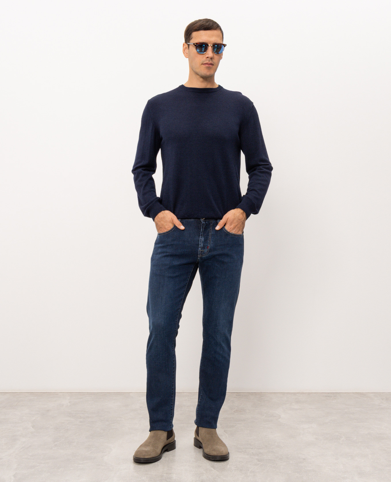 Blue wool, silk and cashmere jumper Cashmere&Whiskey 2
