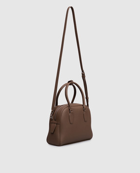 The Row India 10.00 brown leather tote bag with logo embossing W1734L129