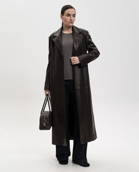 The Row Brown leather coat with a smell Raisa 10509L644