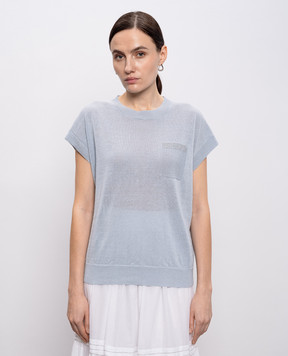 Peserico Blue top with linen S99179F129056V