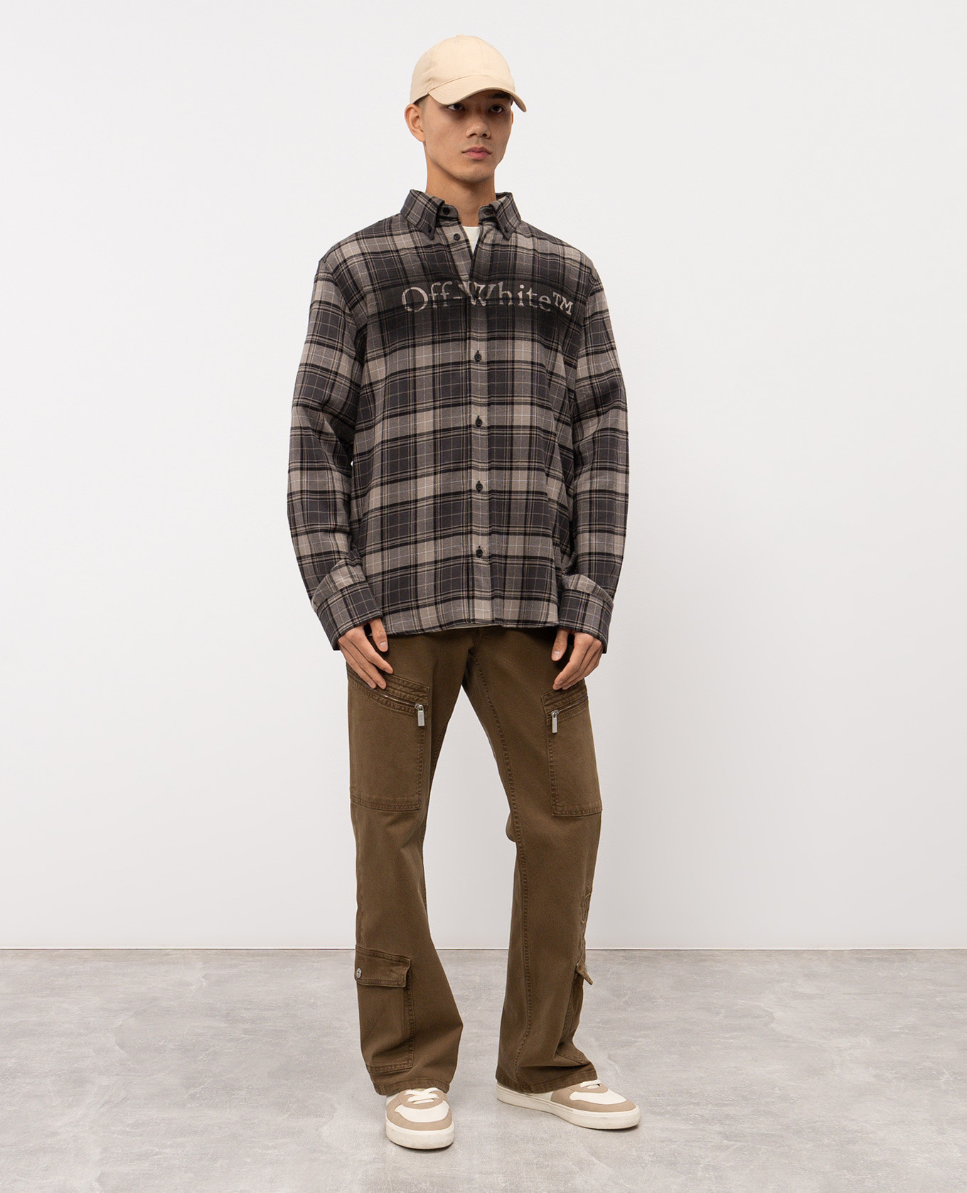 

Gray checkered shirt with logo Off-White, Grey