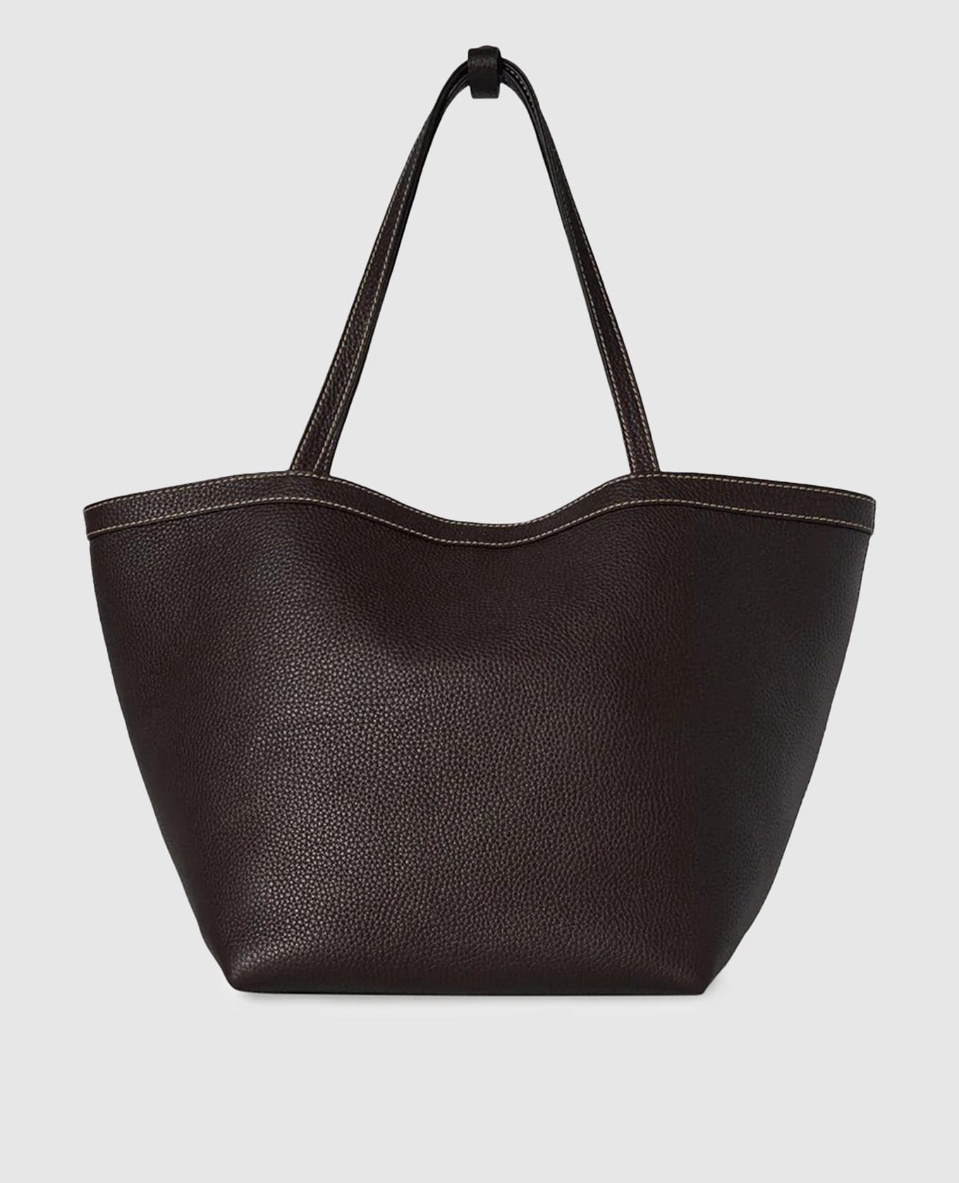 

Brown leather tote bag with logo The Row