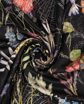Alexander McQueen Black silk scarf with a floral pattern Spider 8585293001Q