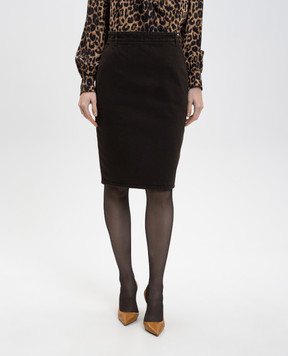 Saint Laurent Brown pencil skirt with logo 845698Y09WJ
