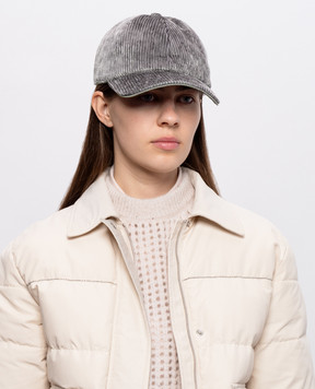 Peserico Gray velvet cap with monil chain A36225C001597