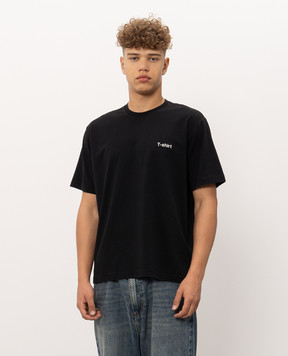 Vetements Black T-shirt with a print of the inscription MH27TR221Bm