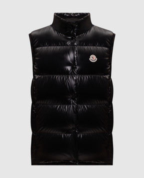 Moncler Badia black down vest with logo patch L20931A001415963V