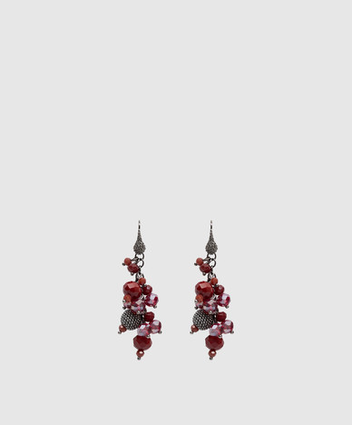 Burgundy earrings with beads
