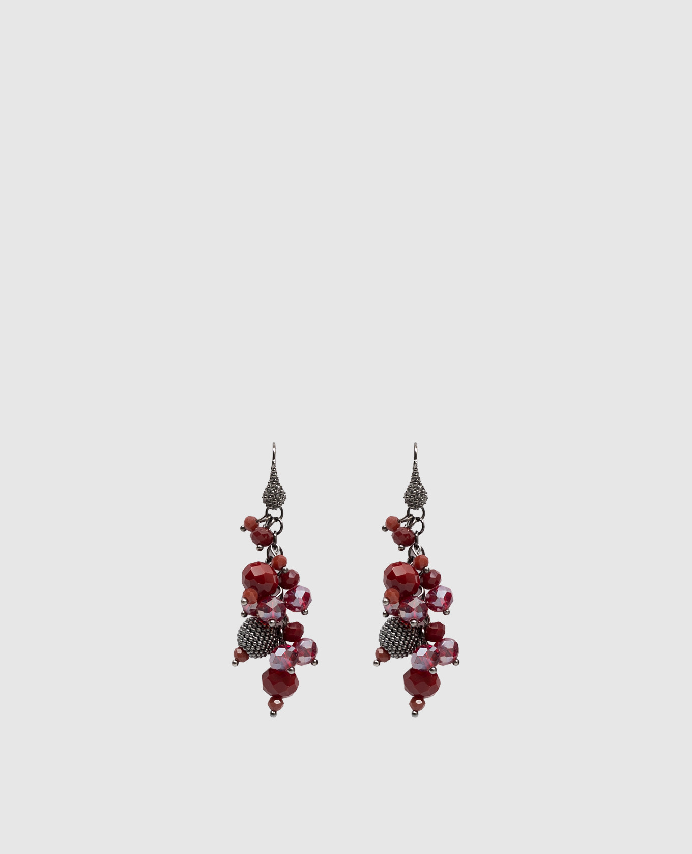 Burgundy earrings with beads