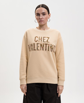 Valentino Beige sweatshirt with Chez Valentino patch 8B3MF25FA4T