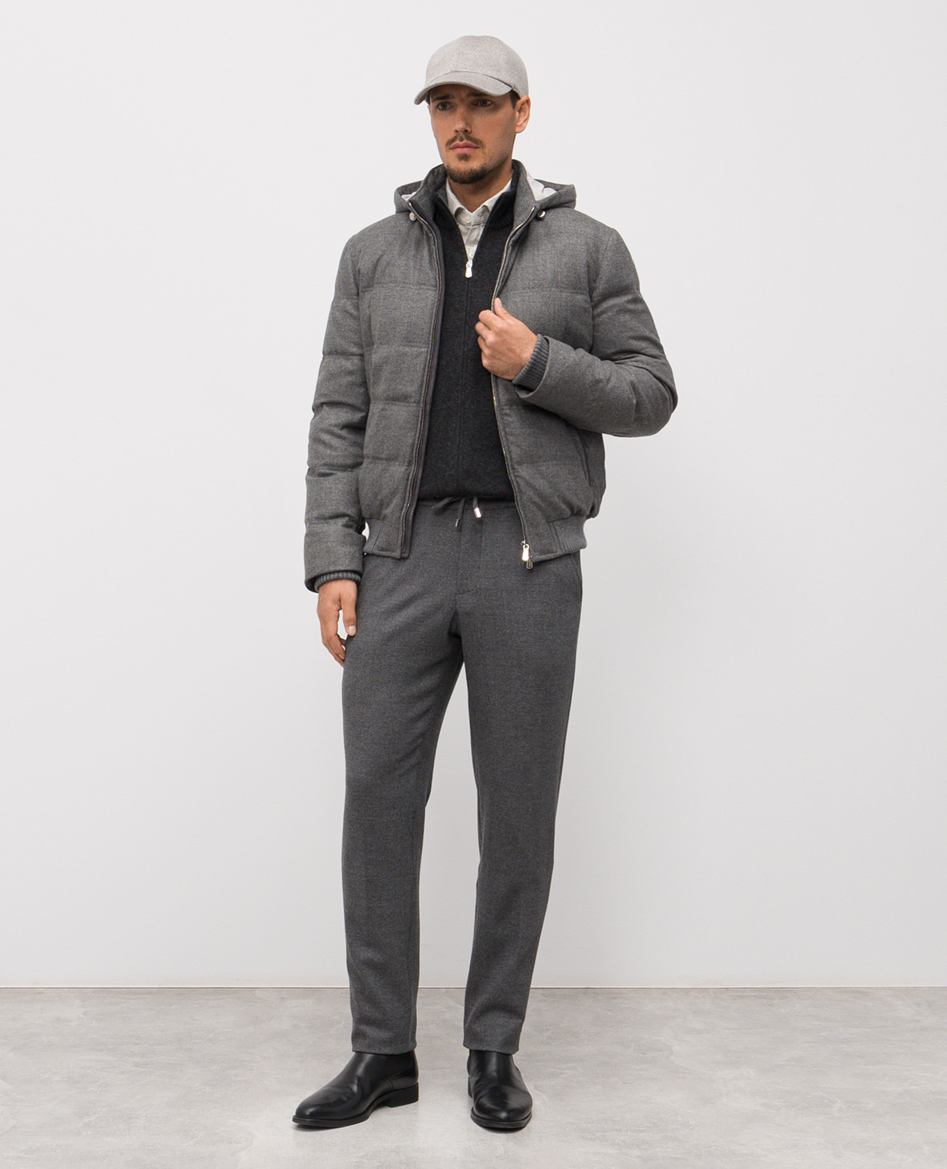 

Gray wool and cashmere down jacket Enrico Mandelli, Grey