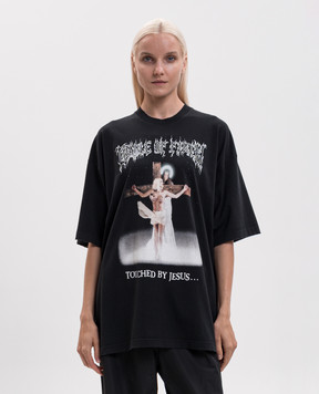 Vetements Black T-shirt with branded print MH27TR209Bw