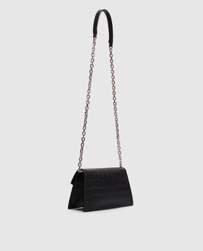 Alexander McQueen Black leather Skull bag with crocodile embossed pattern 8746981HBT2