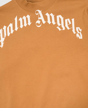 Palm Angels Children's brown sweatshirt with logo print F6PAJBSW014