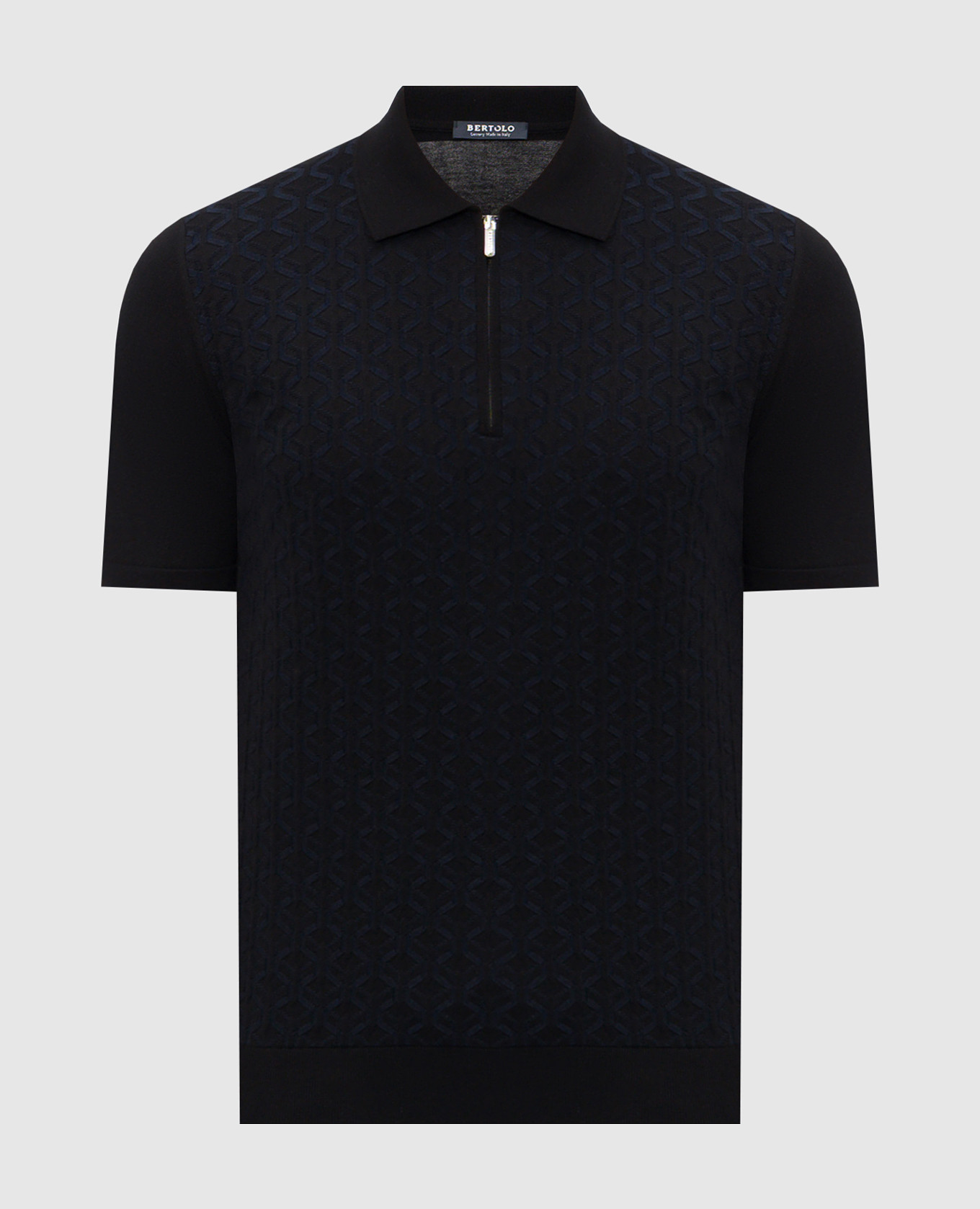 

Black polo shirt with patterned silk Bertolo Cashmere