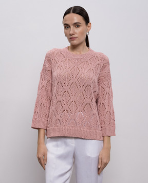 Peserico Pink openwork jumper with sequins A99054F0309110