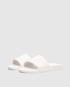 Stefano Ricci White leather flip-flops with embossed logo UG31G748VD
