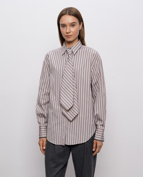 Brunello Cucinelli Beige striped shirt MP704M3A06