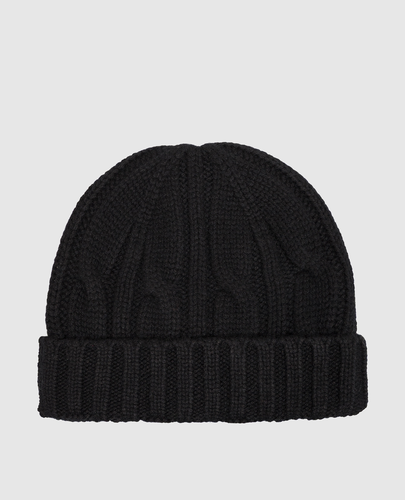 Black cashmere hat with textured pattern